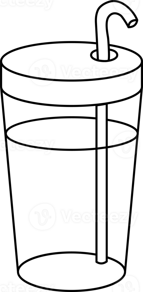Minimalist Line Art Drink Cup Illustration for Coloring Page png