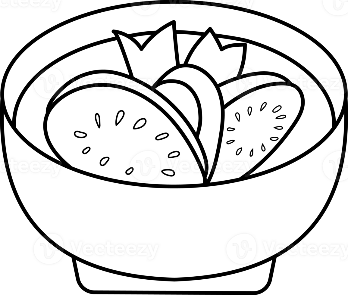 Hand-Drawn Bowl of Kolak Pisang Illustration for Coloring Page png