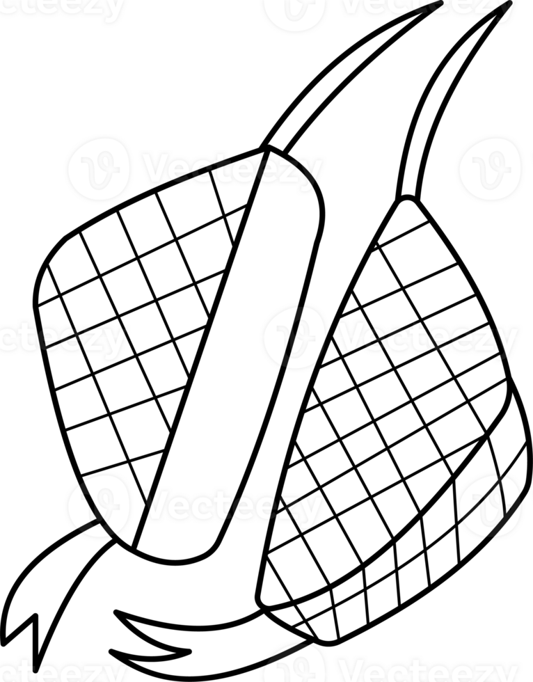 Stylized Graphic of Ketupat Ramadhan and Ied Fitri for Coloring Page png