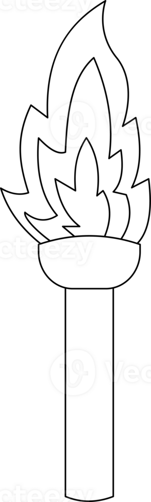 Illustration of a Torch with Flame for Coloring Page png