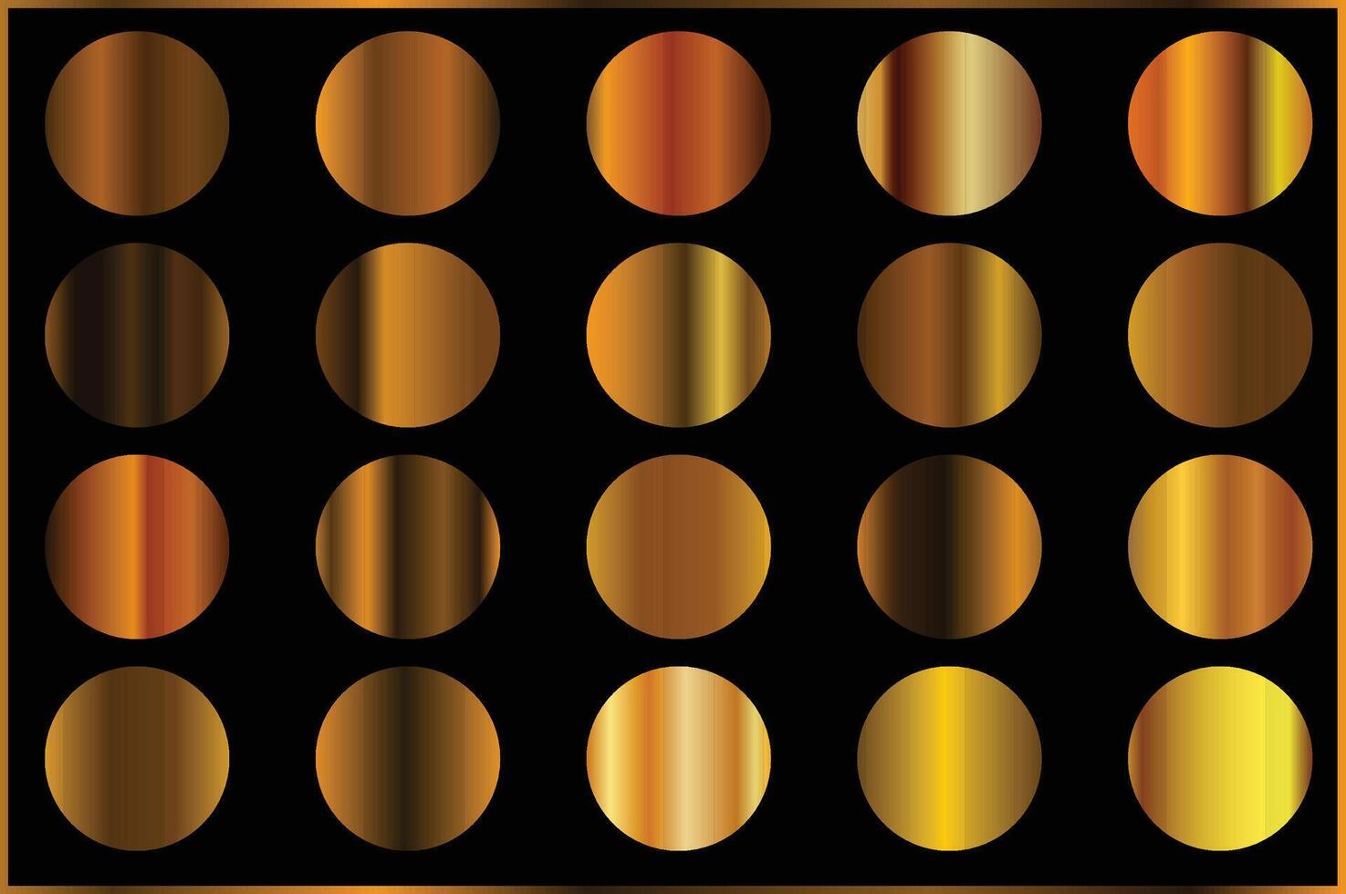 collection of gold gradients. realistic golden metallic palettes. vector
