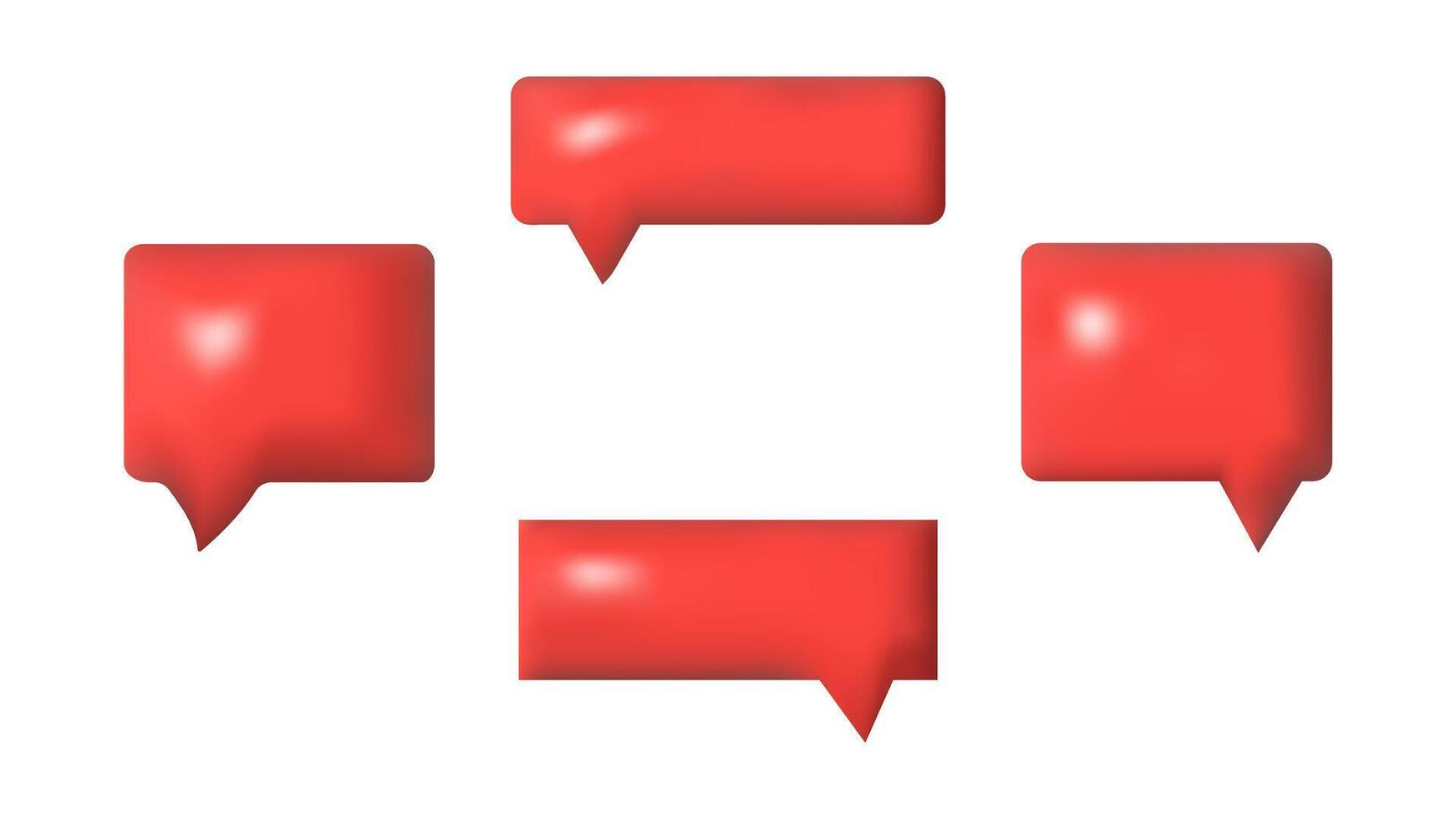 3D speech bubbles different shapes message icon. Dialogue and communication For social media advertising posters. isolated set. vector