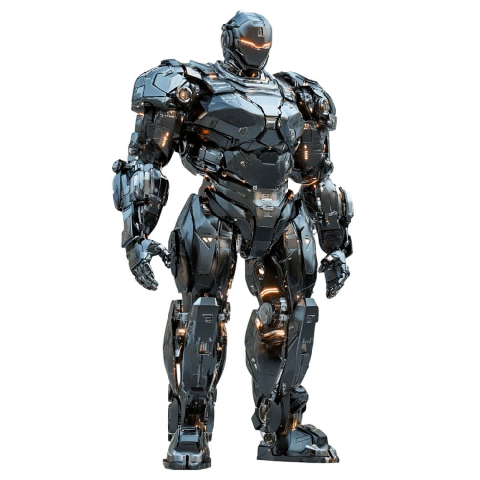 Armored exo suit mech ninja on transparent background png