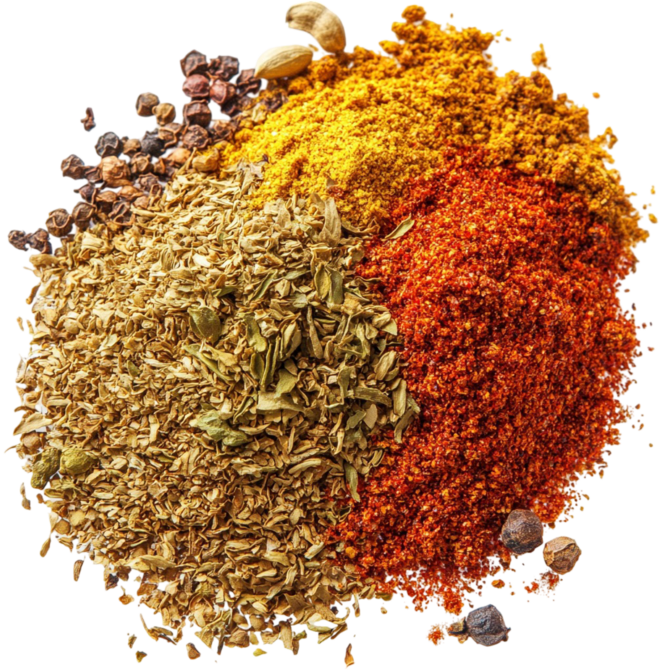 Spices and herbs in a circle png