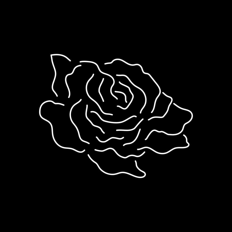 Simple Line Art of rose flower on black background. Suitable for poster, wallpaper. illustration. vector