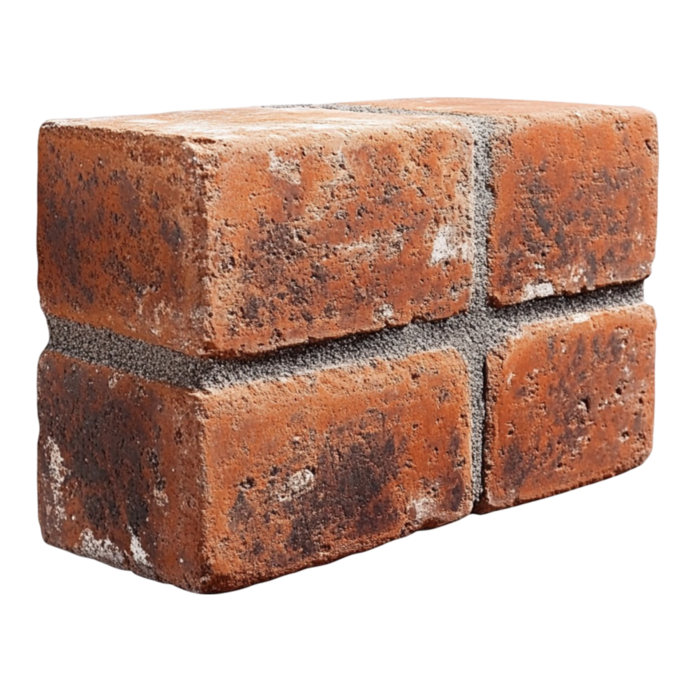 Stack of old red bricks Isolated on transparent background. png