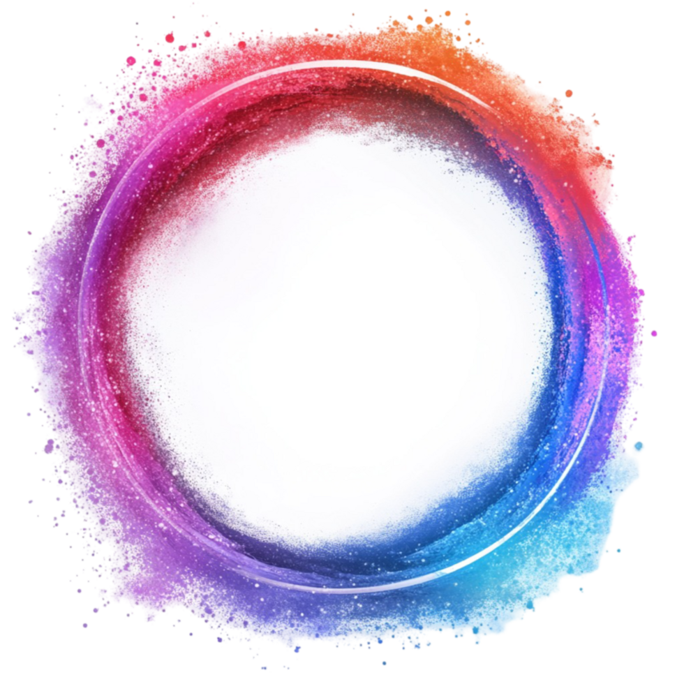 colorful circle paint splatters on transparent background png