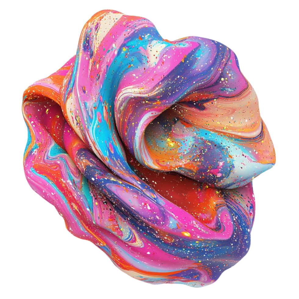 colorful liquid paint on transparent background. png