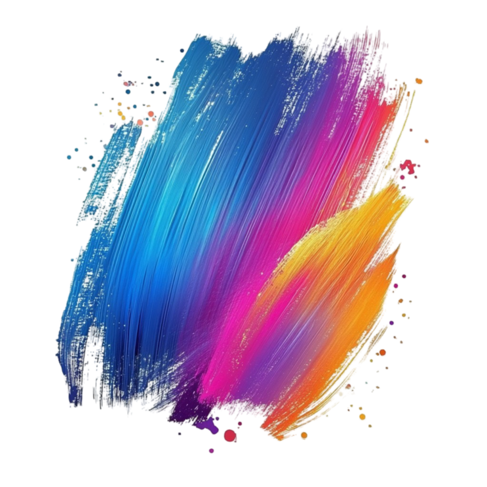 colorful paint brush stroke on transparent background png