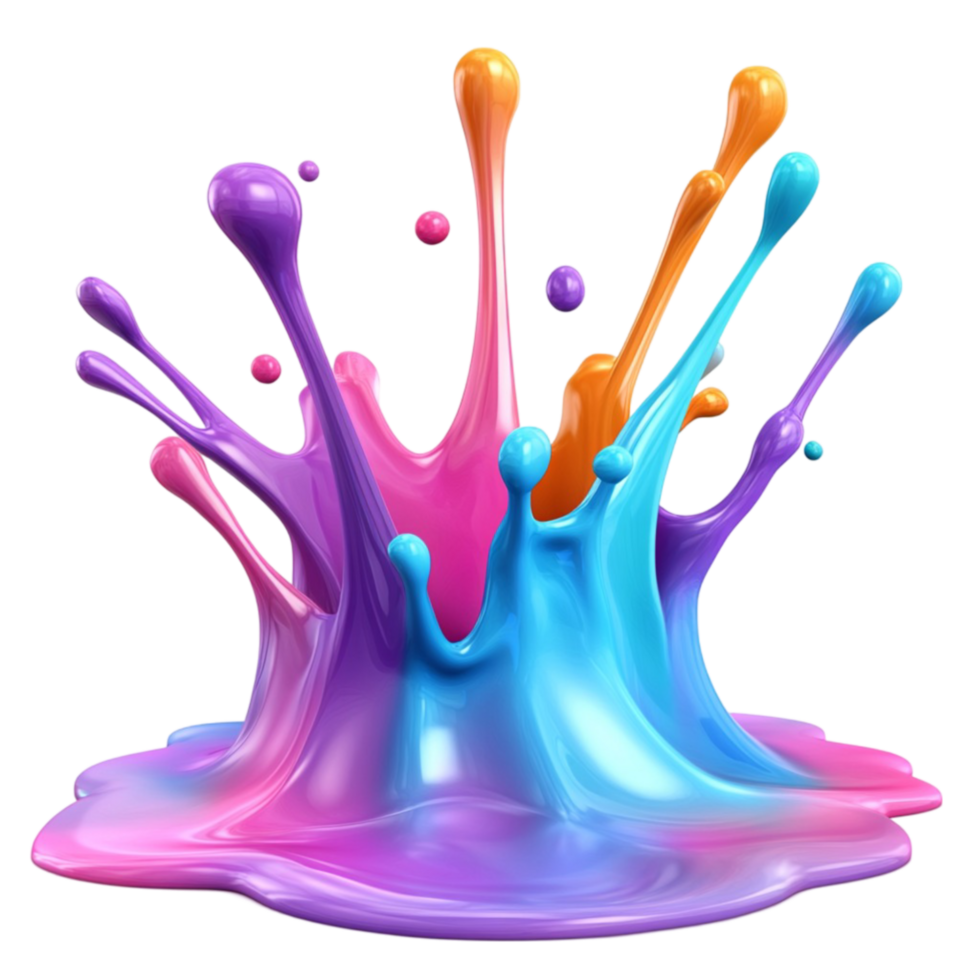 colorful liquid splash on transparent background png