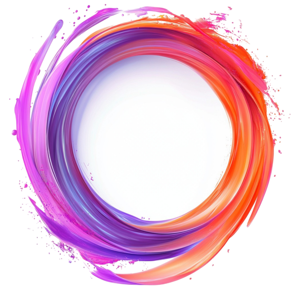 colorful paint swirls on transparent background. png