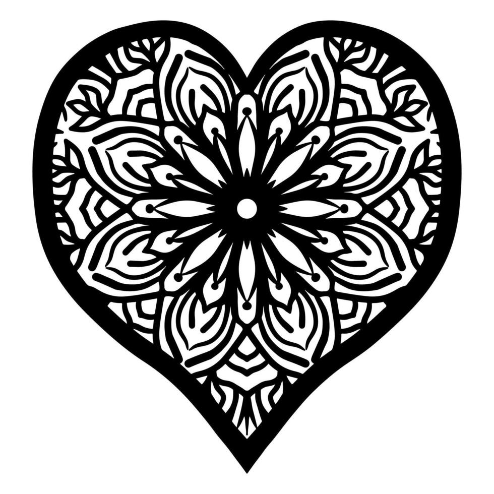 Heart shape with mandala ornament vector