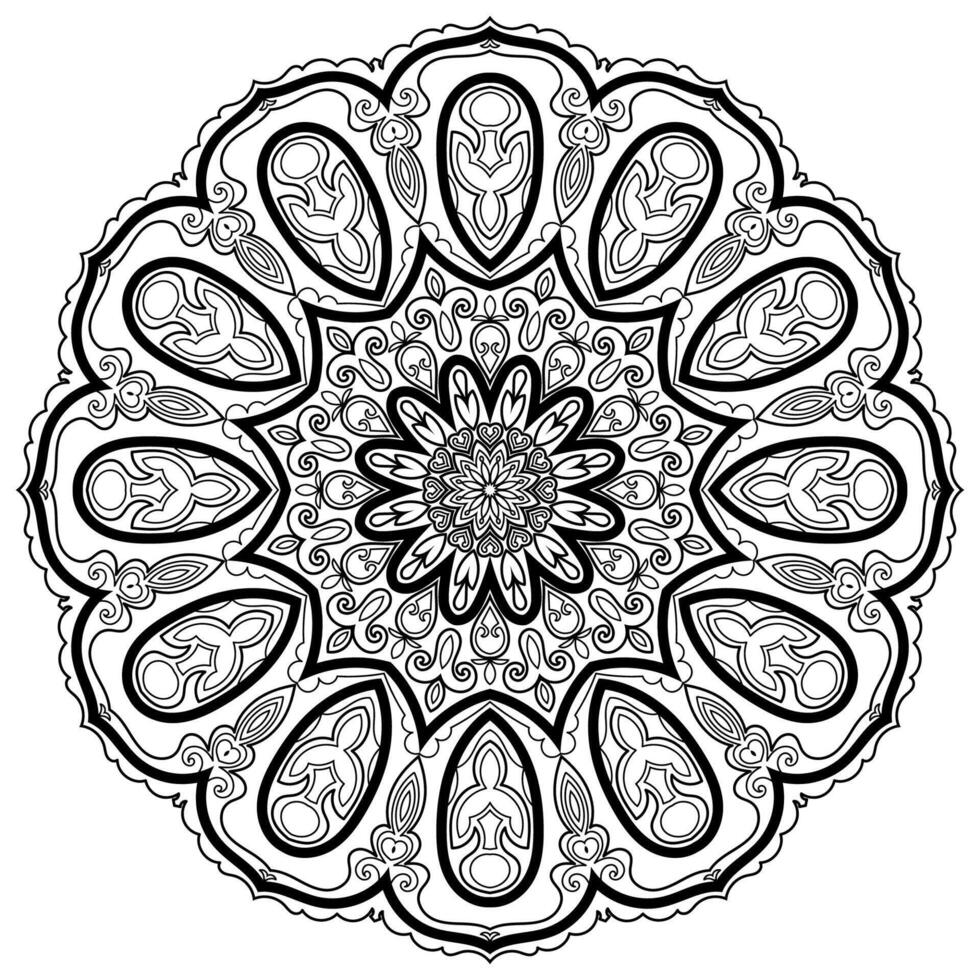 Traditional Mandala Patterns, Black Line Drawing on Blank Canvas vector
