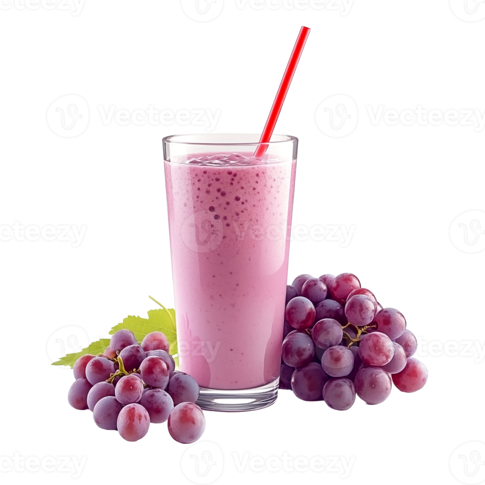 Grape Smoothie Delight in a Transparent Glass png