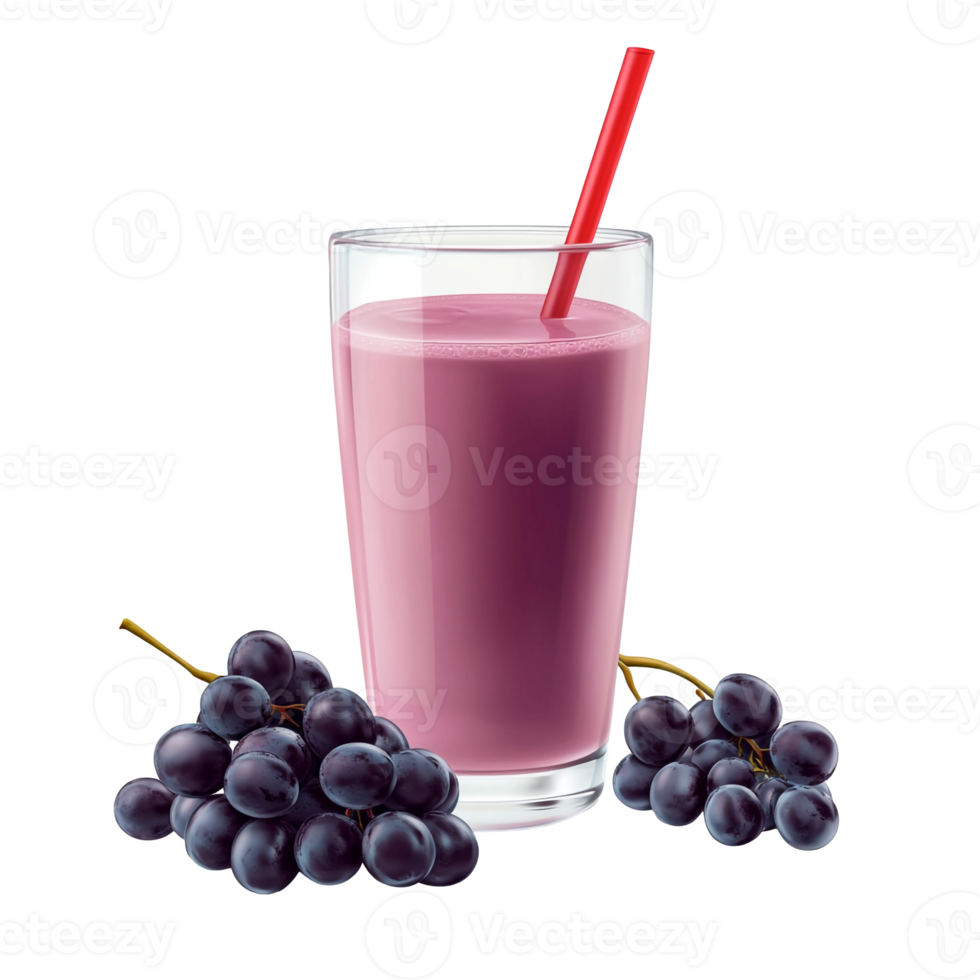 Grape Smoothie in a Glass with Fresh Fruits png