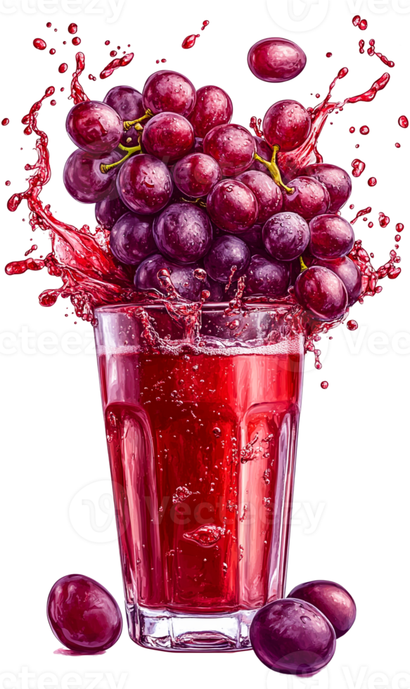 Purple Grapes and Juice Splash Effect png