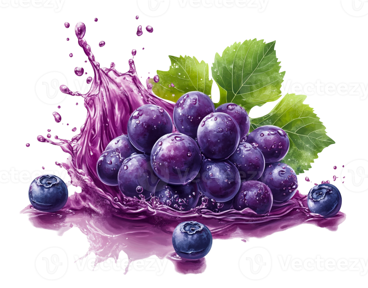 Fresh Grape Juice Splashing with Leaves png
