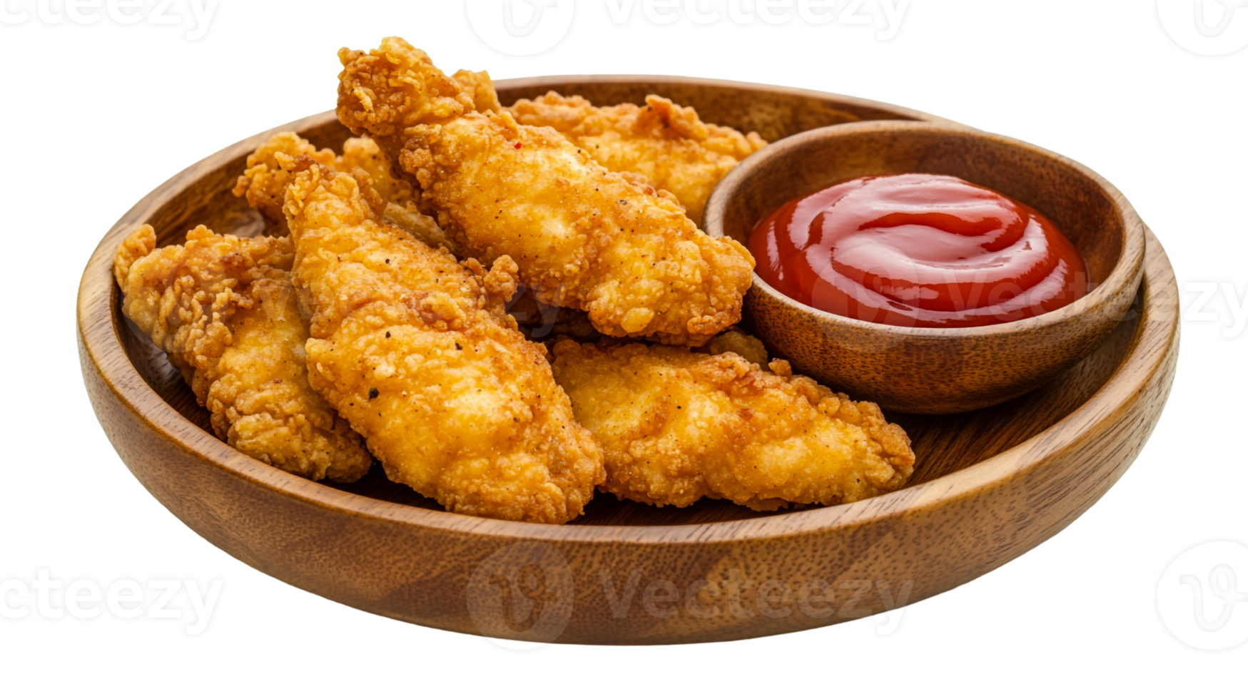 Chicken Fingers with Ketchup and Garnish png