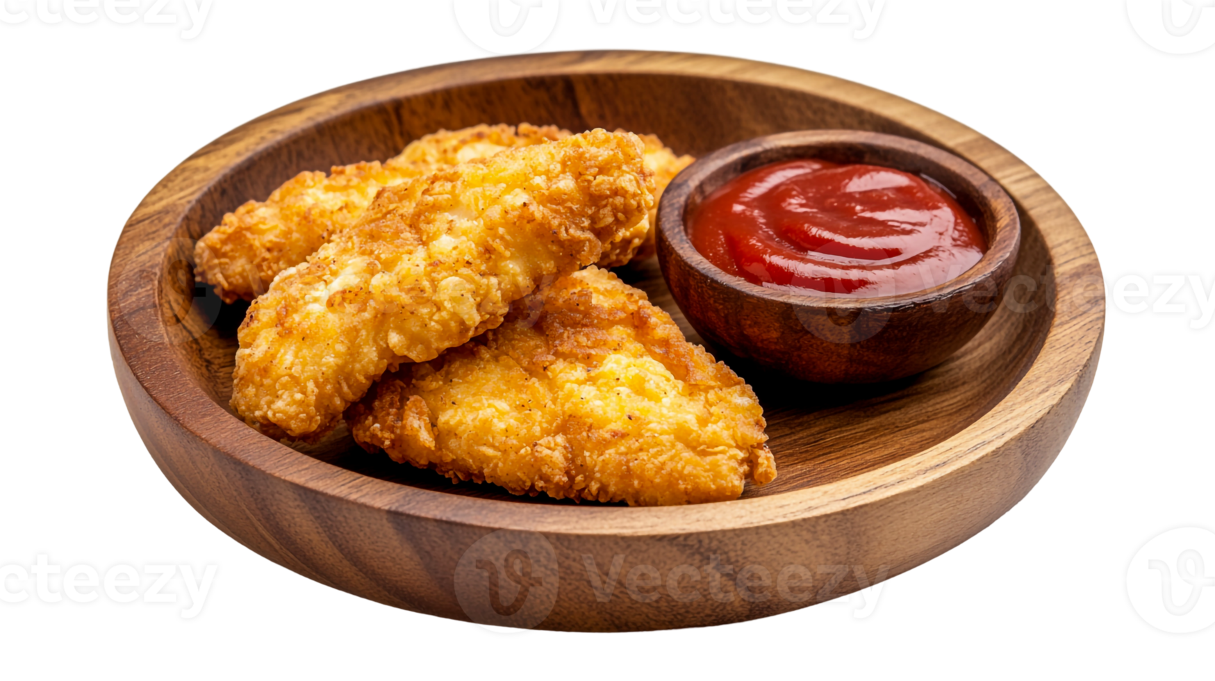 Golden Chicken Fingers Served with Ketchup png