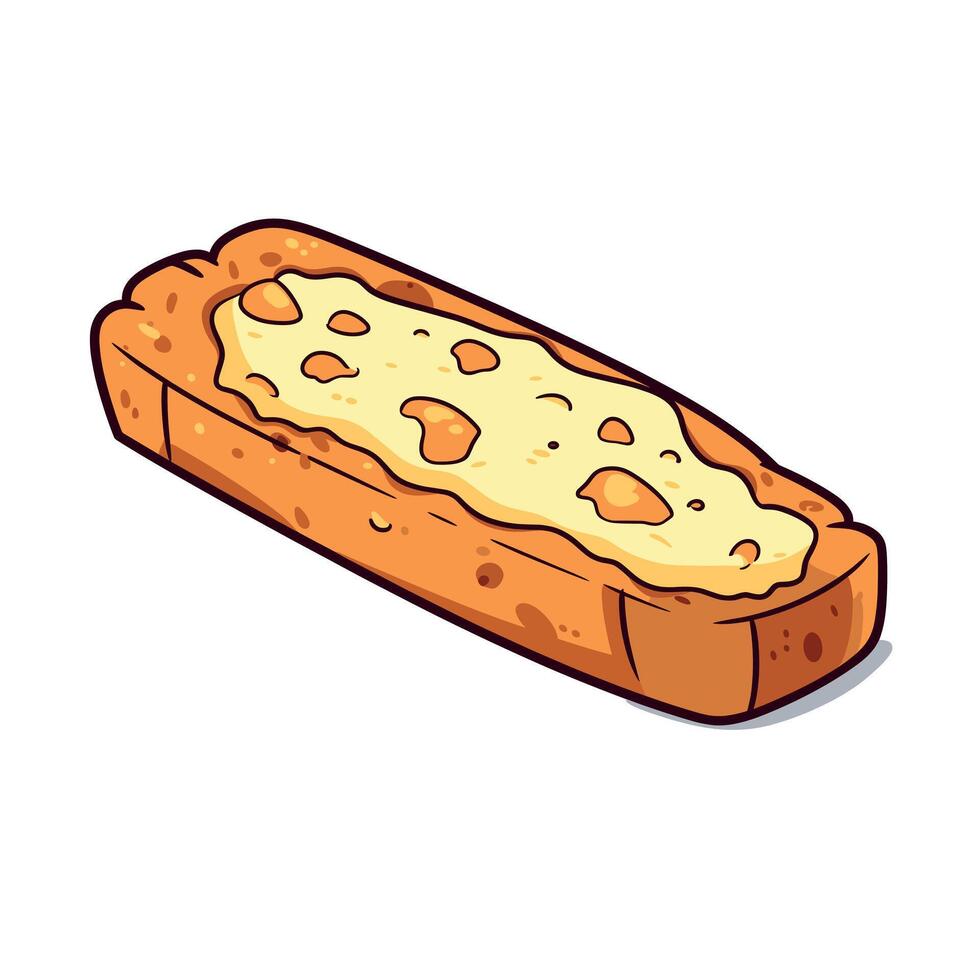 Delicious design of a toasted bread slice topped with melted cheese and herbs vector