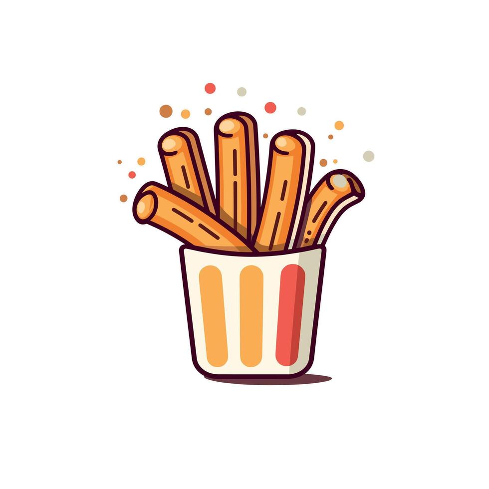 Crispy churros served in a cup with a sprinkle of delicious toppings vector