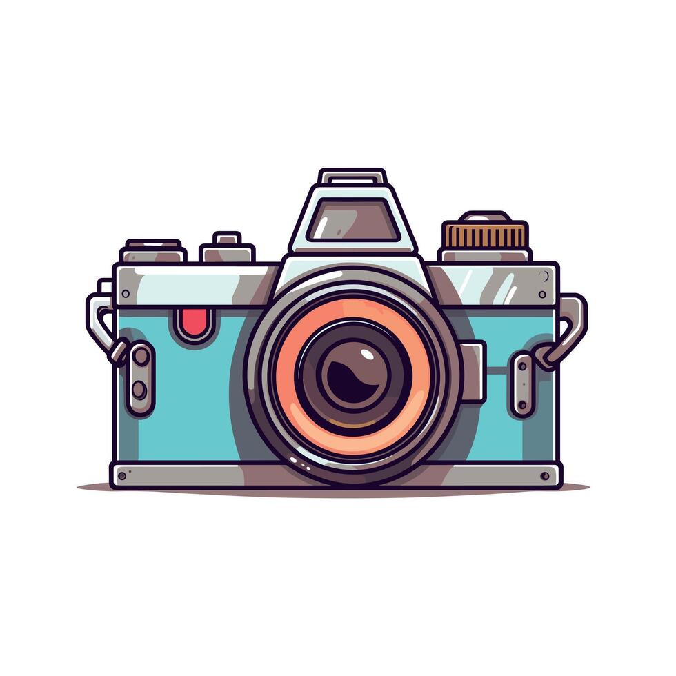 Vintage camera design with colorful details showcasing a classic photography tool vector
