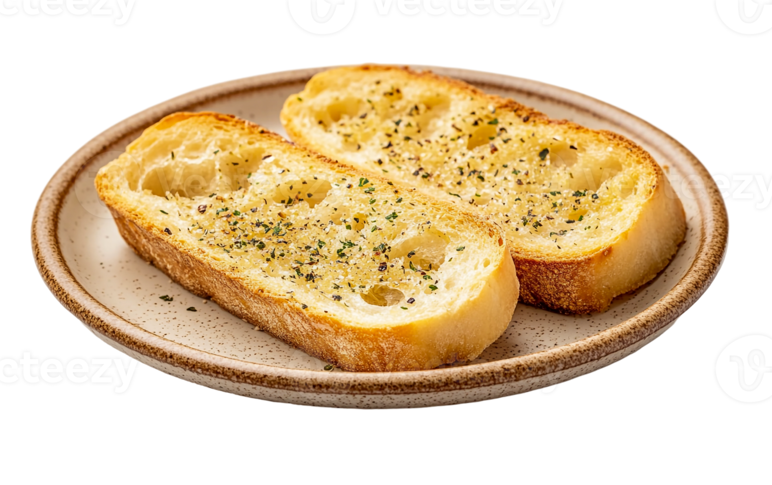 Aromatic Garlic Bread on a Classic Plate png