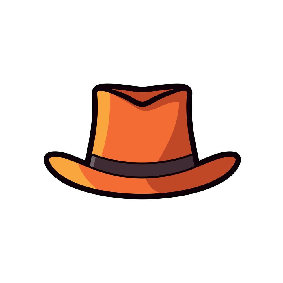 Bright orange cowboy hat with a dark band against a simple background vector