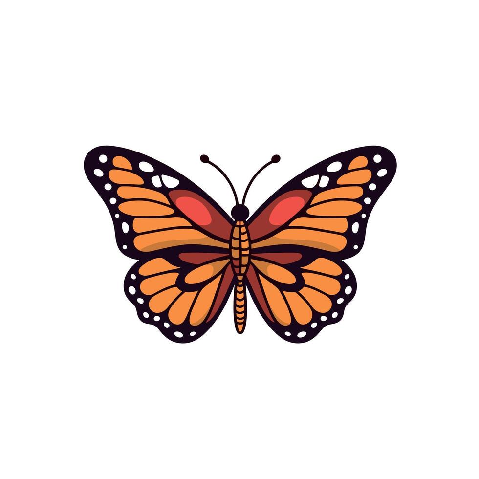 Colorful butterfly with orange and black wings resting on a flower vector