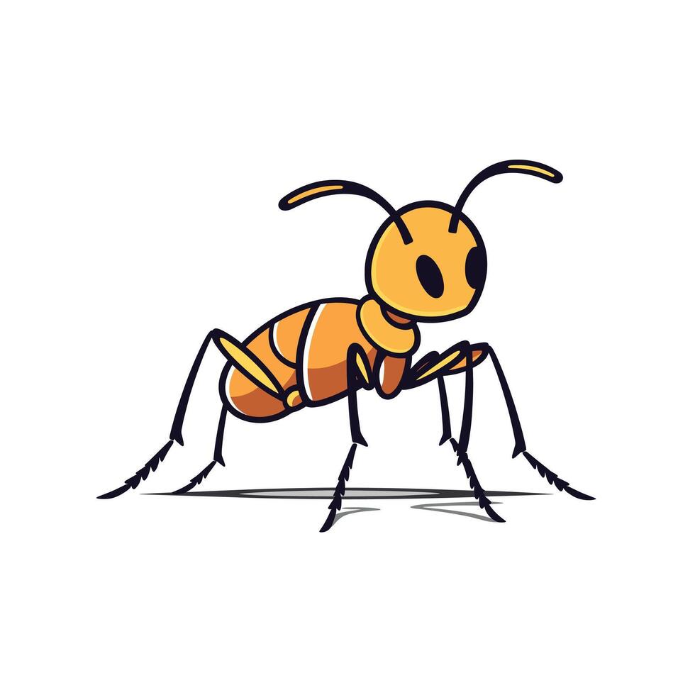 Colorful cartoon representation of an ant in a playful style showcased against a white background vector