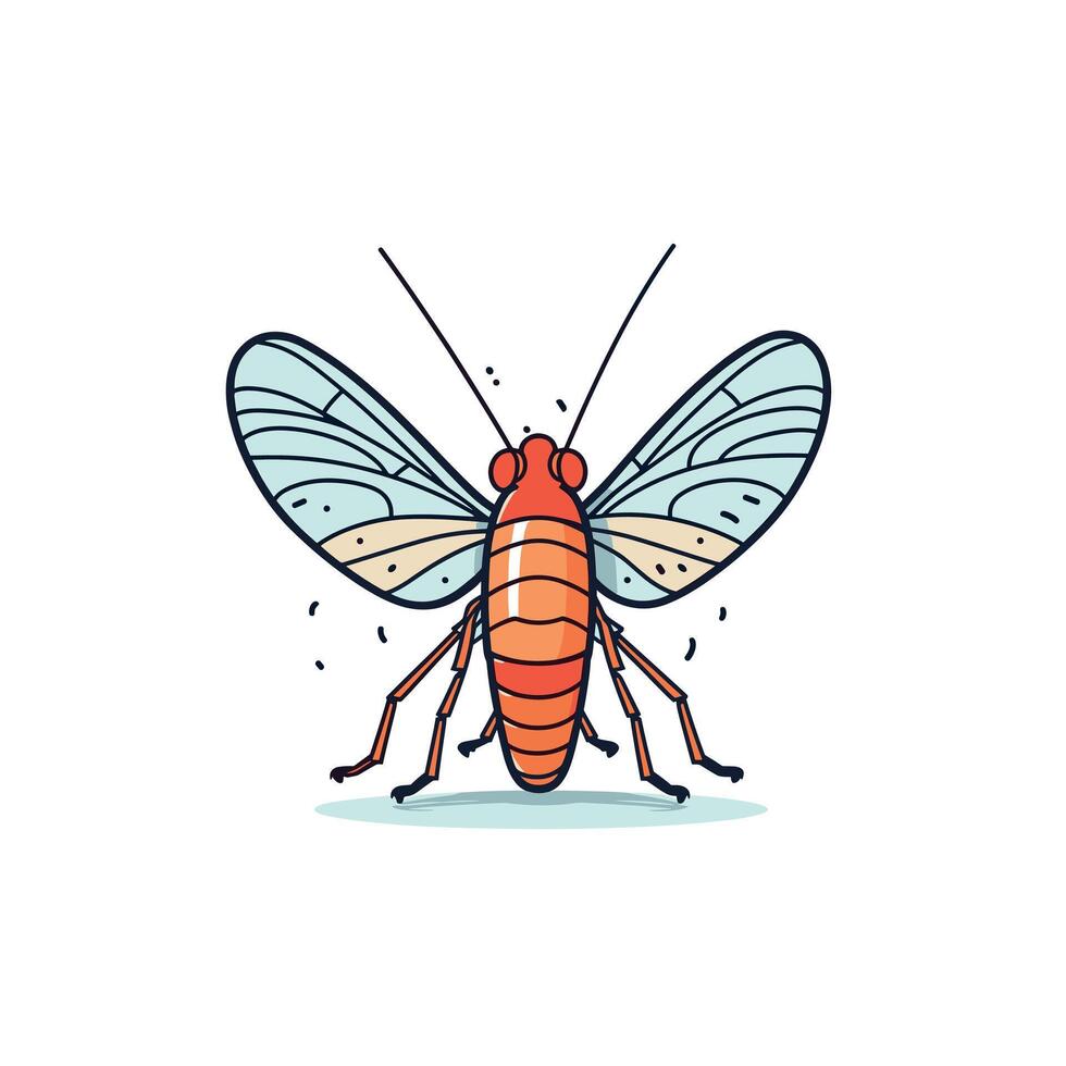 Close-up view of a colorful insect with transparent wings and prominent antennae vector
