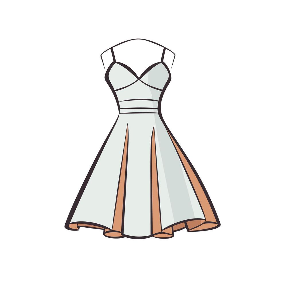 Elegant dress design showcasing a simple yet stylish silhouette in a modern style vector