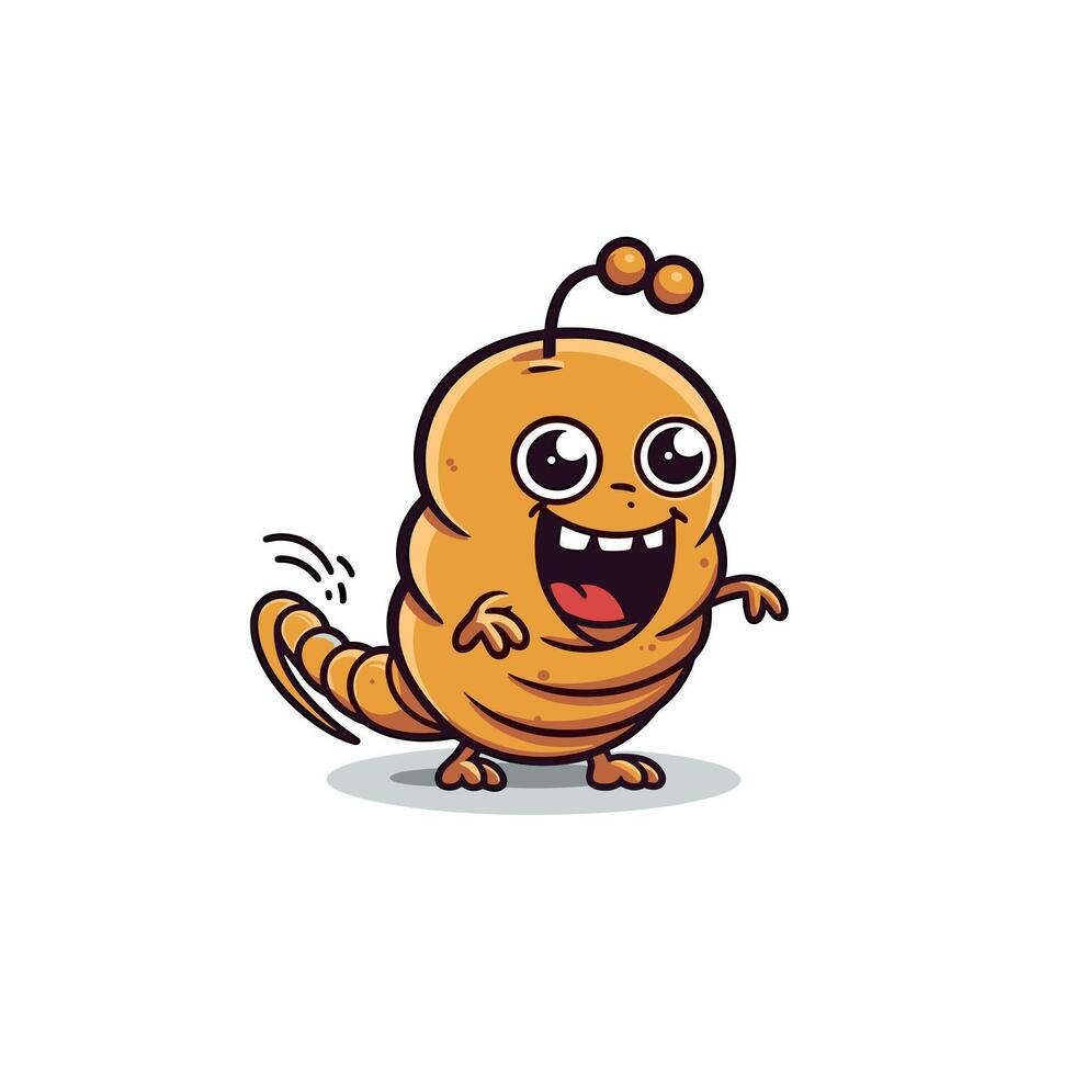 Happy cartoon insect character with a playful expression in a vibrant design vector