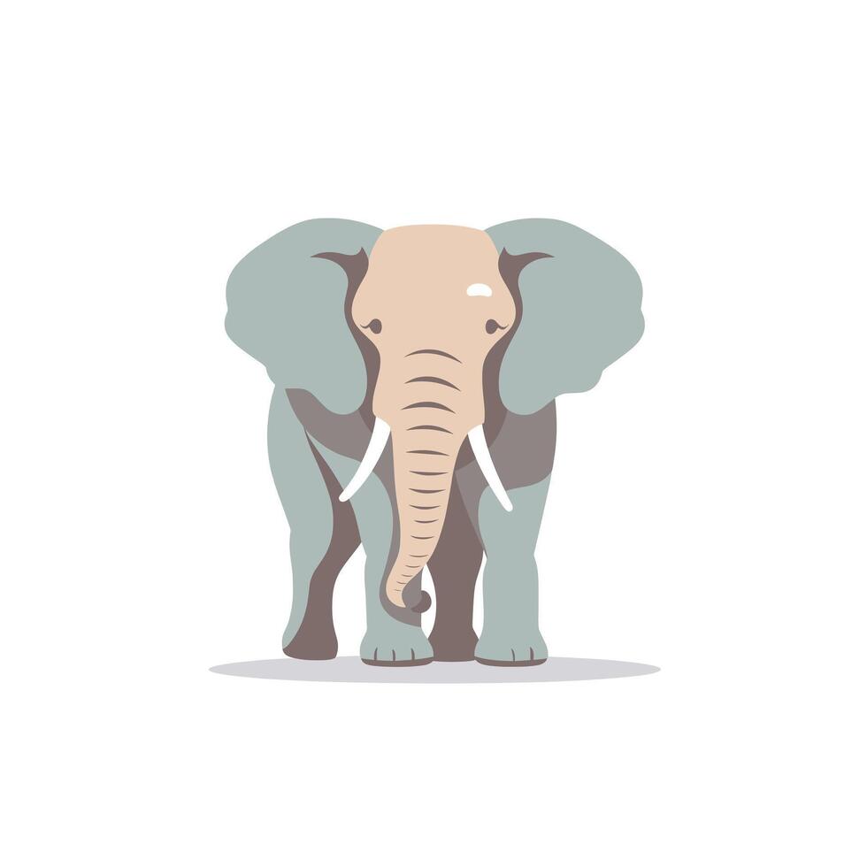 Cute cartoon elephant standing with a neutral expression in a minimalistic design style vector