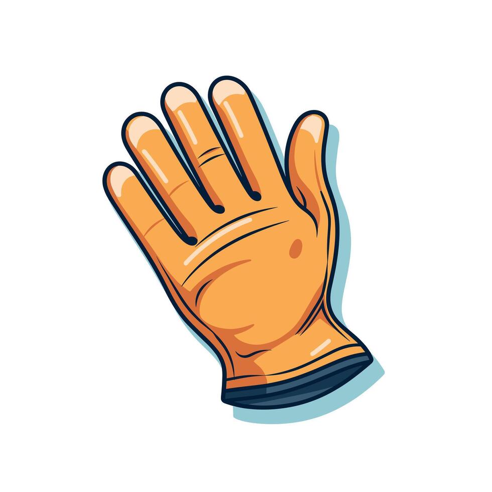 Bright orange work glove resting on a flat surface under soft lighting conditions vector