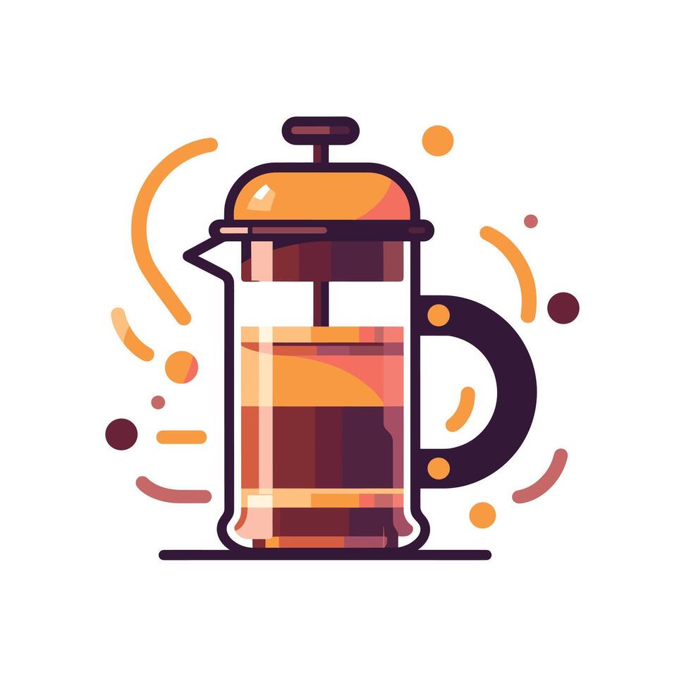 French press coffee maker with vibrant design and abstract elements enhancing the brewing experience vector