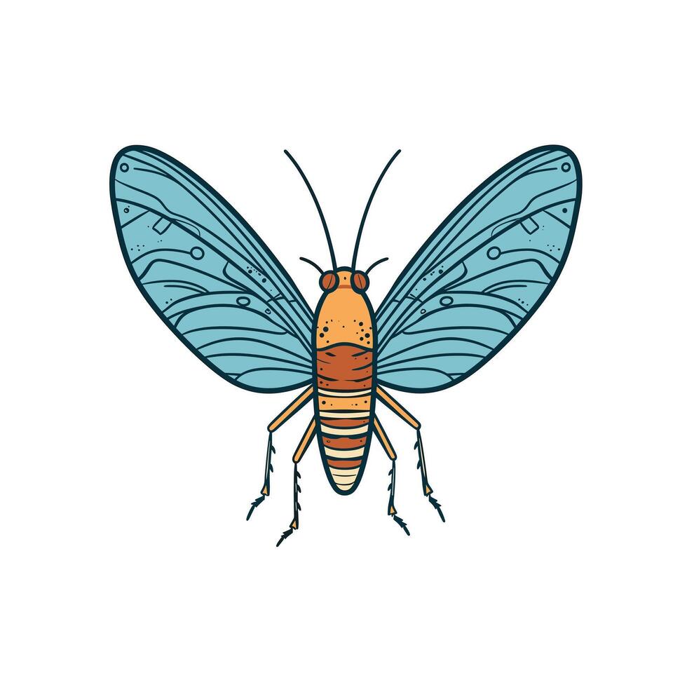 Beautiful art of a detailed butterfly with vibrant blue wings and a colorful body against a simple background vector