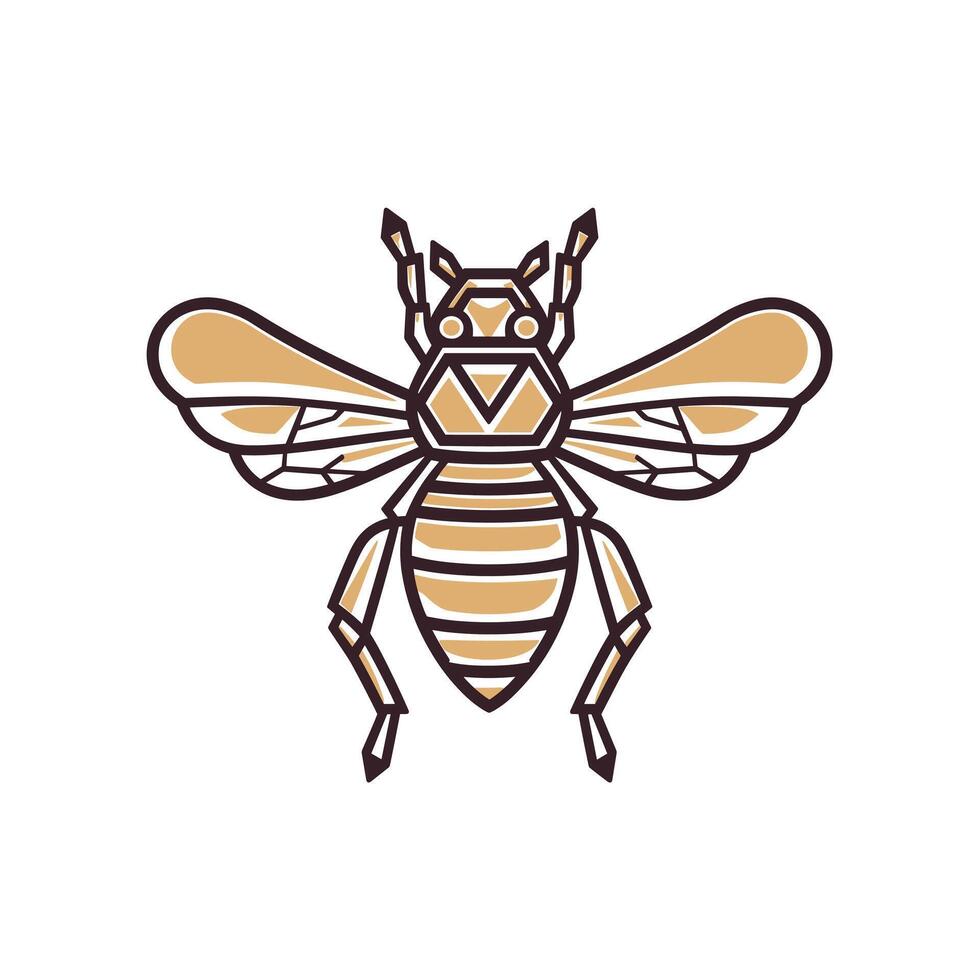 Artistic representation of a bee showcasing geometric patterns and detailed wings vector