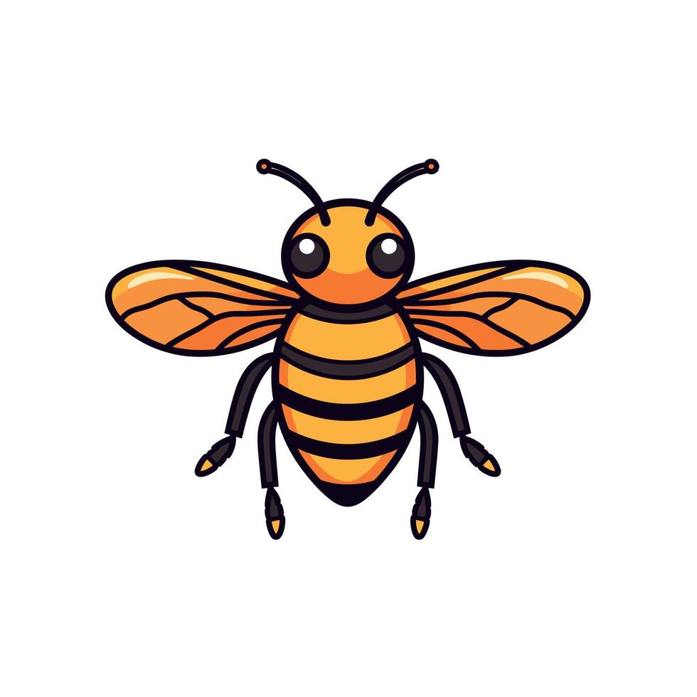 Cute cartoon bee with vibrant colors and bold lines in a playful design vector