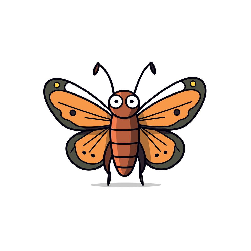Bright orange butterfly with large eyes perched on a surface vector