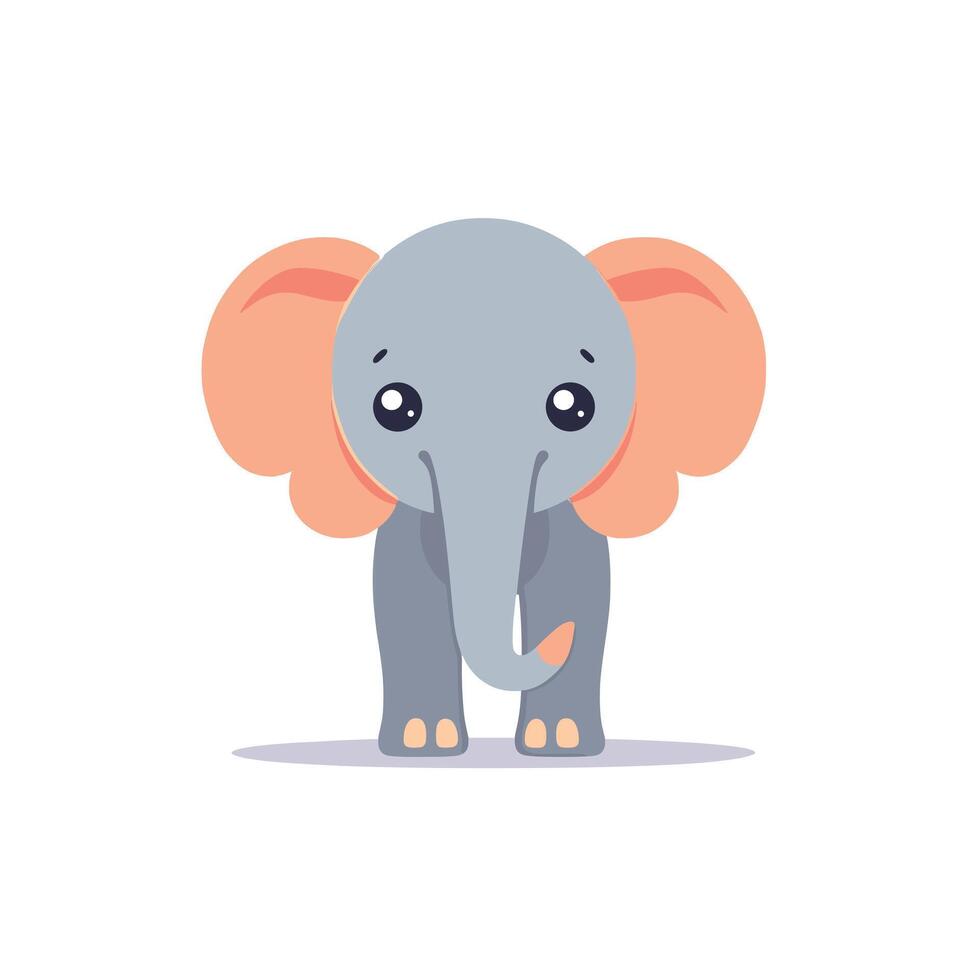 Cute cartoon elephant standing and looking directly at the viewer with a friendly expression vector