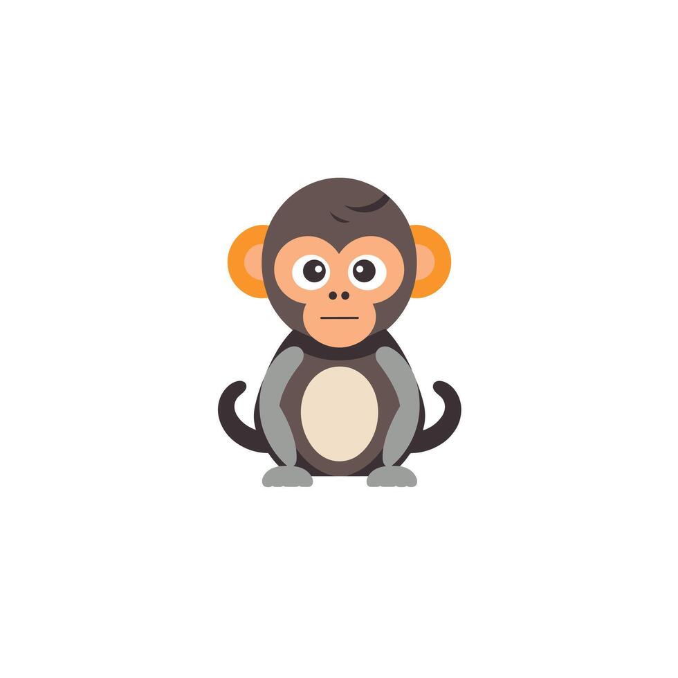 Cute cartoon monkey sitting with a curious expression and a playful demeanor vector
