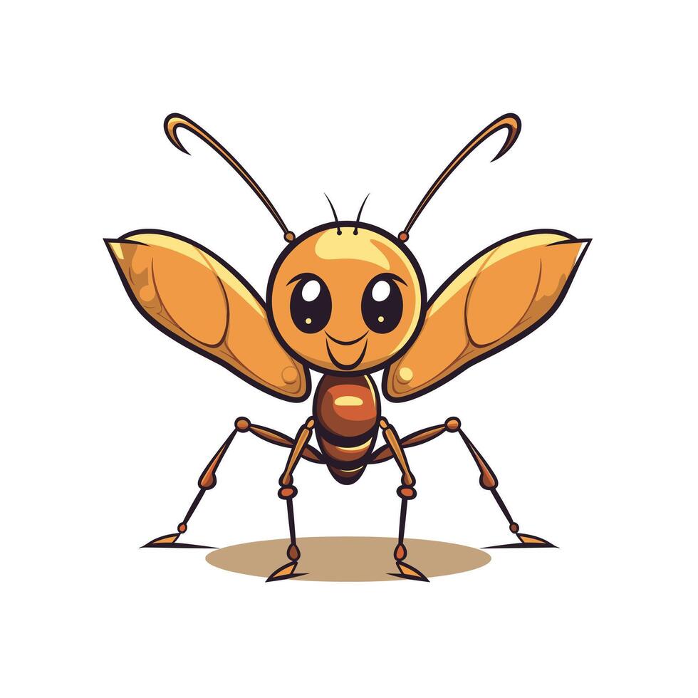 Colorful cartoon ant with big eyes and cheerful expression in a playful style vector