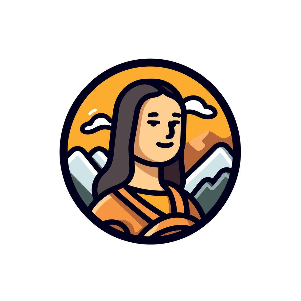 a woman with a mountain in the background vector