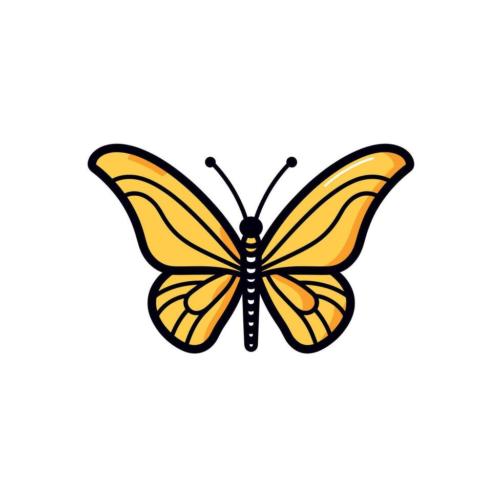 Vibrant yellow butterfly with intricate wing patterns on a white background vector