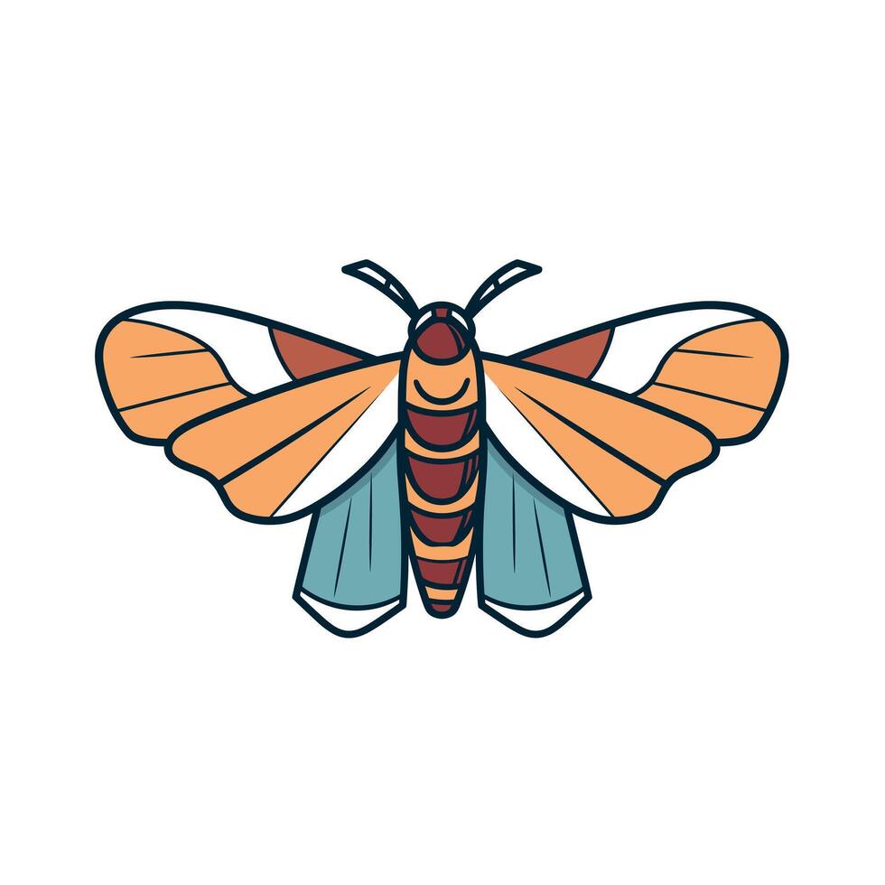 Colorful moth resting on flat surface vector