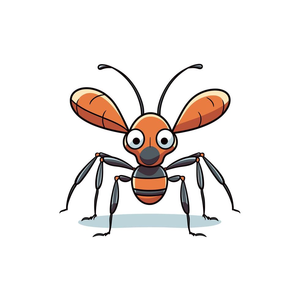 Cartoon insect with large eyes and vibrant colors engaging in outdoor exploration vector