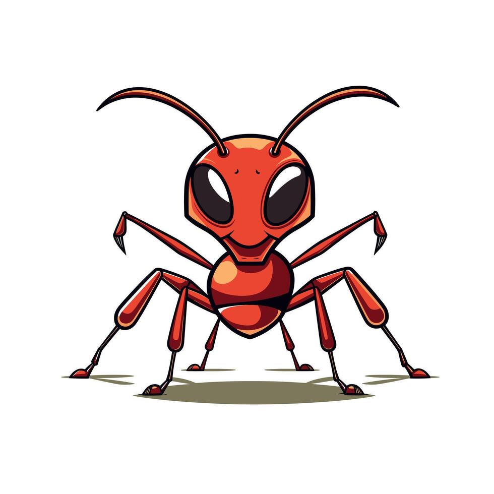 Colorful cartoon ant with big eyes and exaggerated features in a playful pose vector