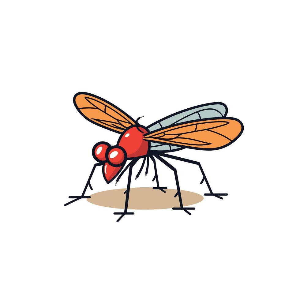 Colorful cartoon depiction of a mosquito with vivid features and distinct characteristics vector