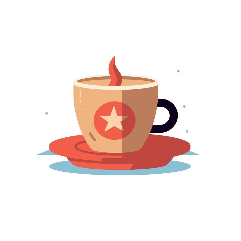 Enjoying a warm cup of coffee on a cozy morning with minimalist art design vector